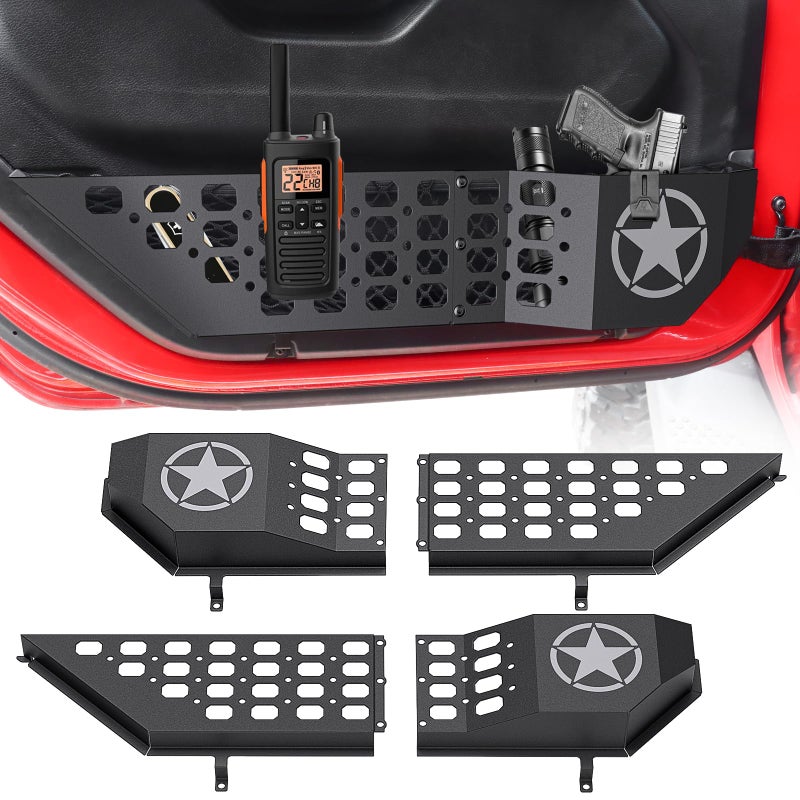 DIAMOOKY Metal Front Door Pocket Storage Box for Jeep Wrangler JL JLU 4XE 2018-2025 & Gladiator JT 2020-2022 2023 2024 2025 Accessories Door Organizer Storage Molle Panels (Not for Power Seats)  2PCS - Image 1